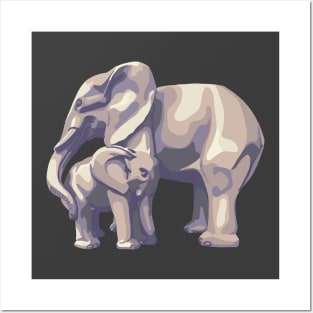 Elephant Mama and Baby Posters and Art